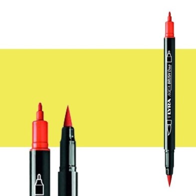 Material Bellas Artes - Pintura - Rotulador doble punta pincel Amarillo Cadmio Limón. Aqua Brush Duo, Lyra ** | totenart.com