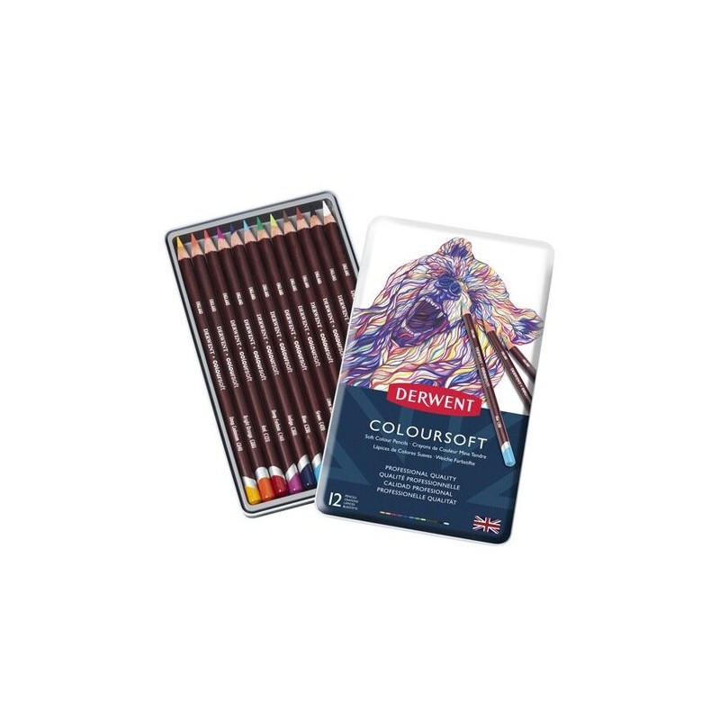 Material Bellas Artes – pintura-y-dibujo - Estuche de 12 lápices Coloursoft Derwent | totenart.com