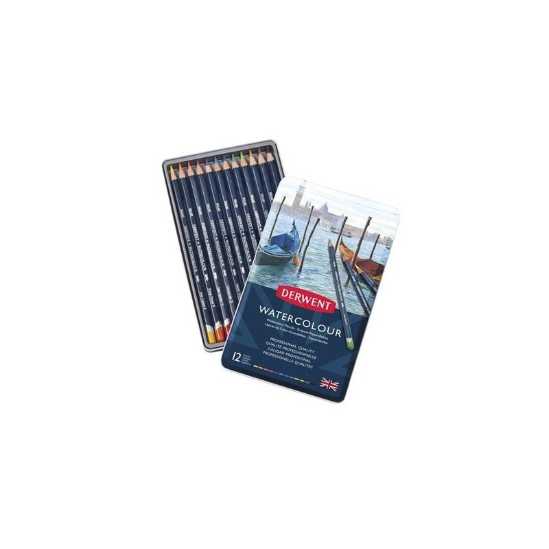 Material Bellas Artes – pintura-y-dibujo - Estuche de 12 lápices acuarelables Derwent | totenart.com