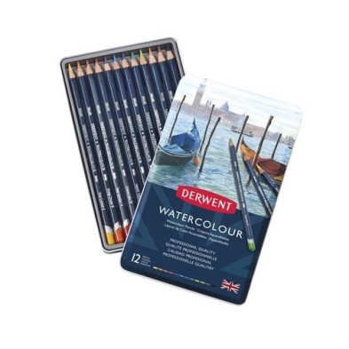 Material Bellas Artes – pintura-y-dibujo - Estuche de 12 lápices acuarelables Derwent | totenart.com