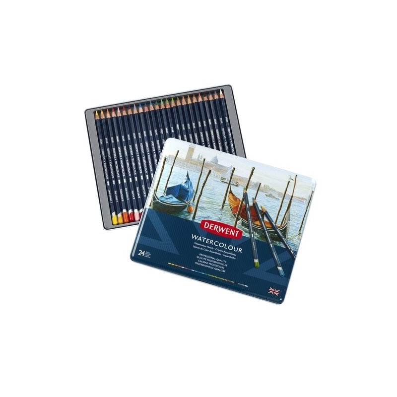 Material Bellas Artes – pintura-y-dibujo - Estuche de 24 lápices acuarelables Derwent | totenart.com