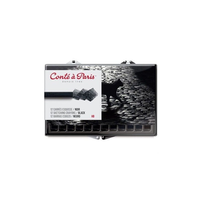 Material Bellas Artes - Dibujo - Caja Carres Conte 12 uds. negro | totenart.com