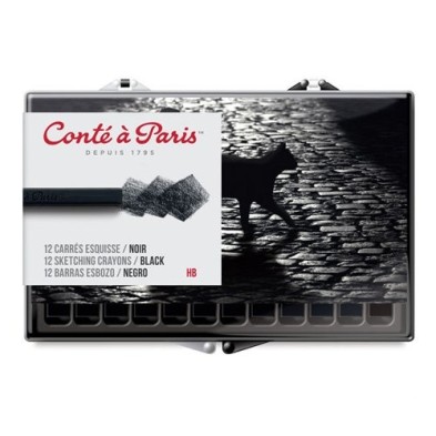 Material Bellas Artes - Dibujo - Caja Carres Conte 12 uds. negro | totenart.com
