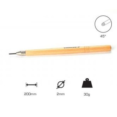 Buril redondo 2 mm., 45., Mango largo