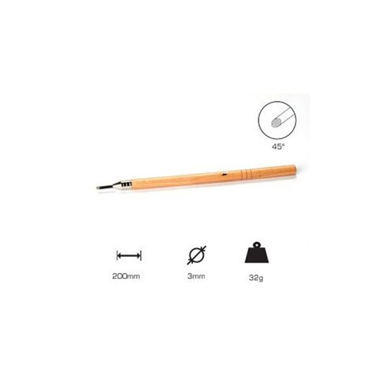 Buril redondo 3 mm., 45., Mango largo