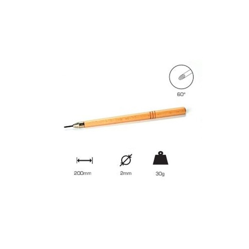 Buril redondo 2 mm., 60., Mango largo