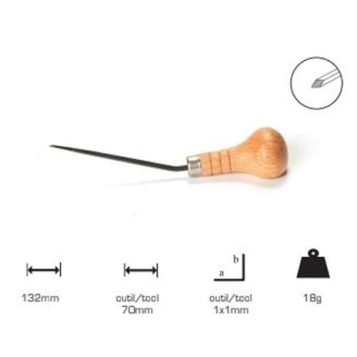 Buril cuadrado lama larga 1 x 1 mm, mango champinon