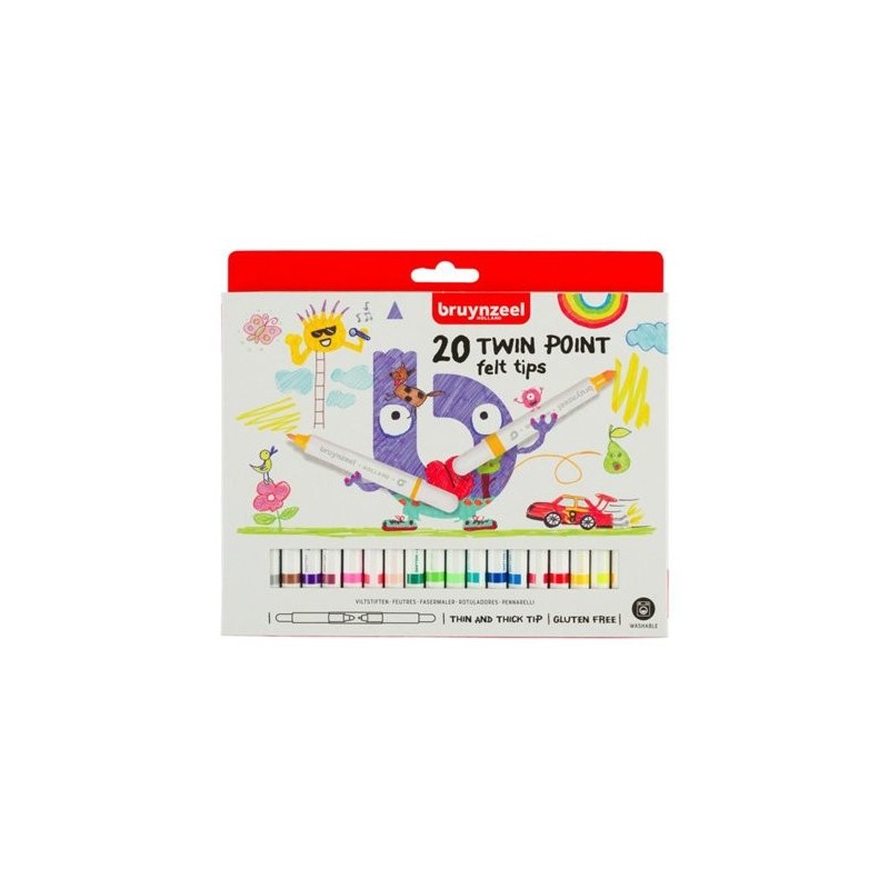 Material Bellas Artes - Pintura - Estuche de 20 Rotuladores escolares doble punta Bruynzeel | totenart.com