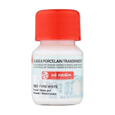 Material Bellas Artes - Pintura - Tinta Transparente Vidrio y Porcelana Blanco Puro 1001, 30 ml. ArtCreation | totenart.com
