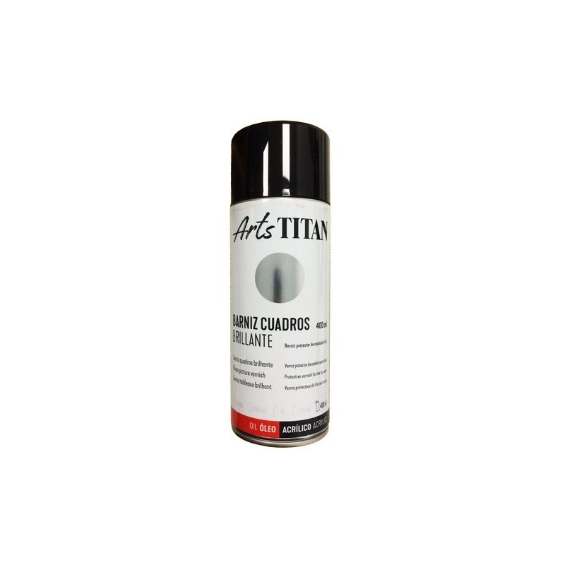 Material Bellas Artes – pintura- Barniz brillante Titan en spray para cuadros (200 ml) | totenart.com