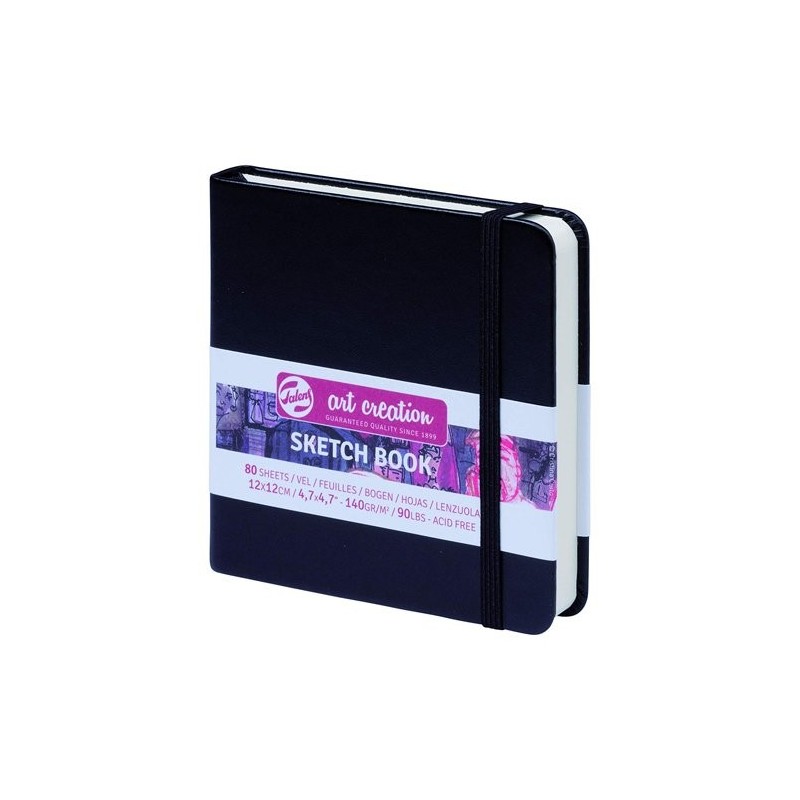 Material Bellas Artes - dibujo - Bloc de Esbozo negro, 12x12, banda elastica, 80 h, 160 gr. | totenart.com