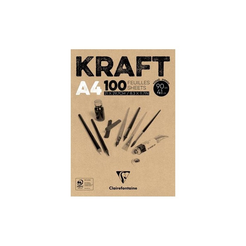 Material Bellas Artes – pintura-y-dibujo - Bloc de Papel Kraft A4, 90 gr. 100 h. Color Marrón Clairefontaine  | totenart.com