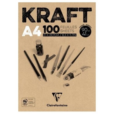 Material Bellas Artes – pintura-y-dibujo - Bloc de Papel Kraft A4, 90 gr. 100 h. Color Marrón Clairefontaine  | totenart.com