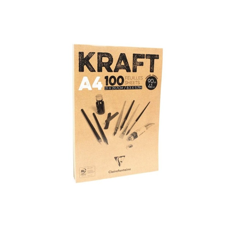 Material Bellas Artes – pintura-y-dibujo - Bloc de Papel Kraft A4, 90 gr. 100 h. Color Marrón Clairefontaine  | totenart.com