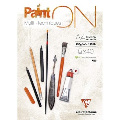 Material Bellas Artes – pintura-y-dibujo - Bloc Multi Técnica Paint On A4,  250 gr. 40 h. Clairefontaine  | totenart.com