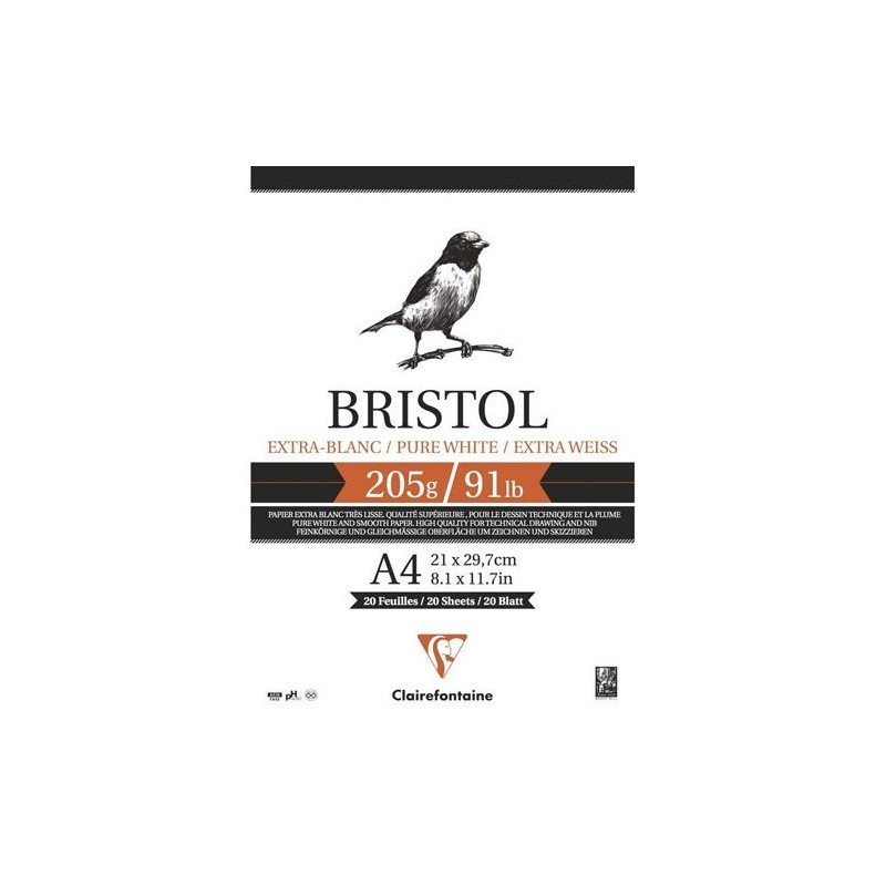 Material Bellas Artes – pintura-y-dibujo - Bloc Bristol Extrablanco A4, 205 gr., 20 h. Clairefontaine ** | totenart.com