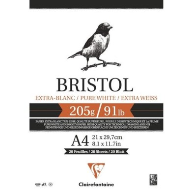 Material Bellas Artes – pintura-y-dibujo - Bloc Bristol Extrablanco A4, 205 gr., 20 h. Clairefontaine ** | totenart.com