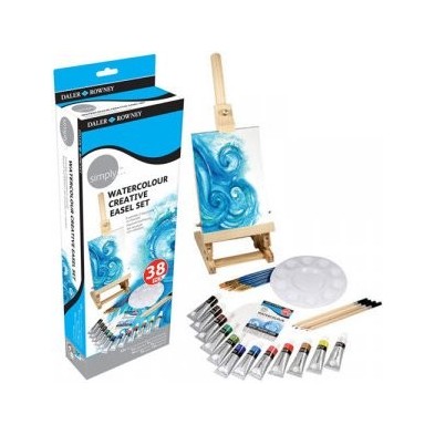 Material Bellas Artes - Pintura - Kit de iniciación acuarela con caballete (38 piezas) | totenart.com