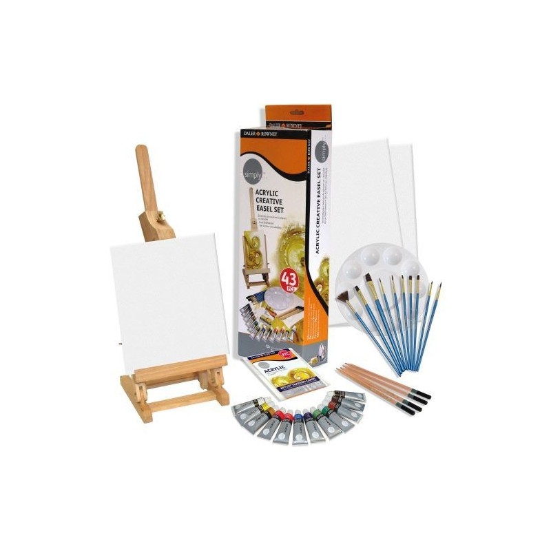 Material Bellas Artes - Pintura - Kit de iniciación acrílico con caballete (43 piezas) | totenart.com