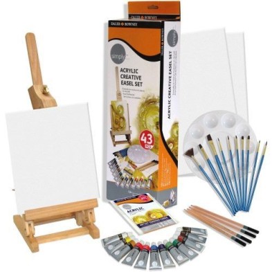 Material Bellas Artes - Pintura - Kit de iniciación acrílico con caballete (43 piezas) | totenart.com