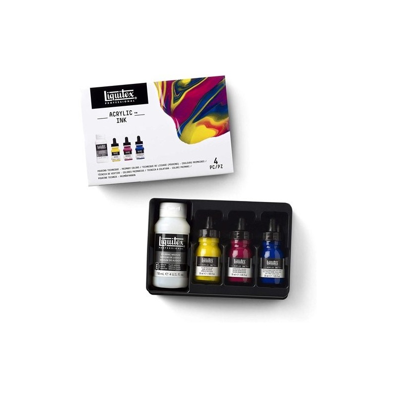 Material Bellas Artes - Pintura - Set Tintas Acrilicas Liquitex, 3 colores primarios, 30 ml + Pouring medium 118 ml. ** | totena