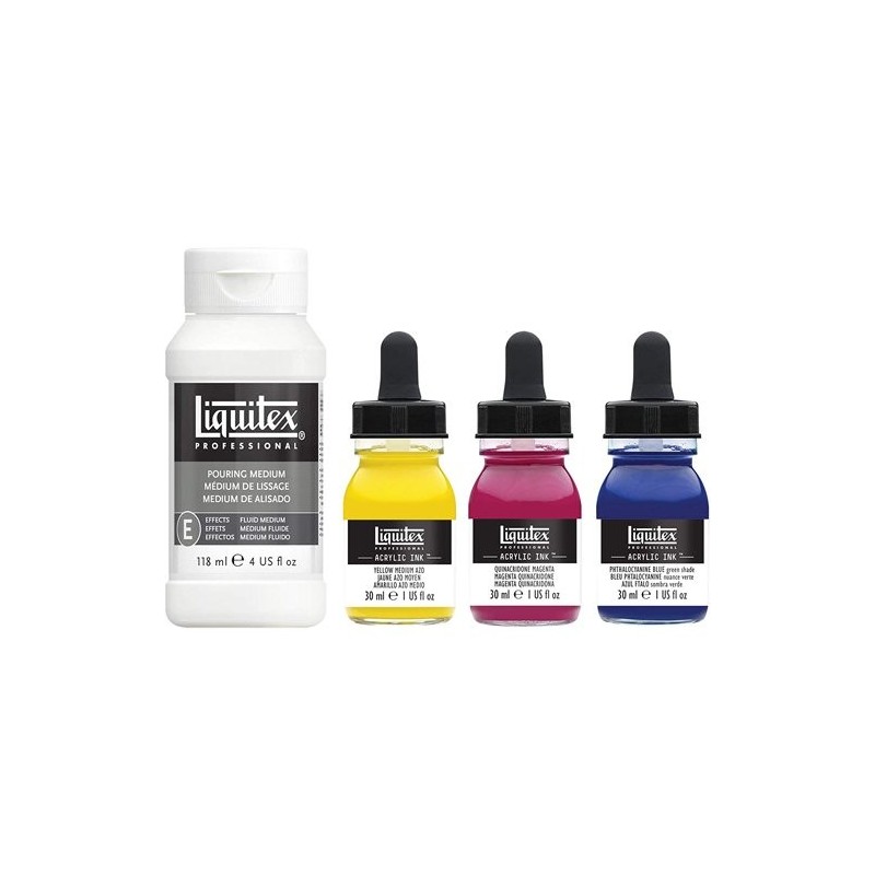 Material Bellas Artes - Pintura - Set Tintas Acrilicas Liquitex, 3 colores primarios, 30 ml + Pouring medium 118 ml. ** | totena