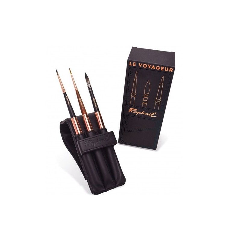 Material Bellas Artes - Pintura - Set 3 pinceles de viaje Raphael con estuche imitación cuero | totenart.com