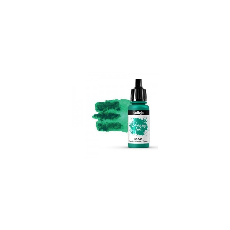 Tienda online Manualidades - Tinta China Permanente Vallejo Verde, 23 ml.
