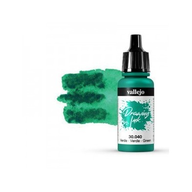 Tienda online Manualidades - Tinta China Permanente Vallejo Verde, 23 ml.