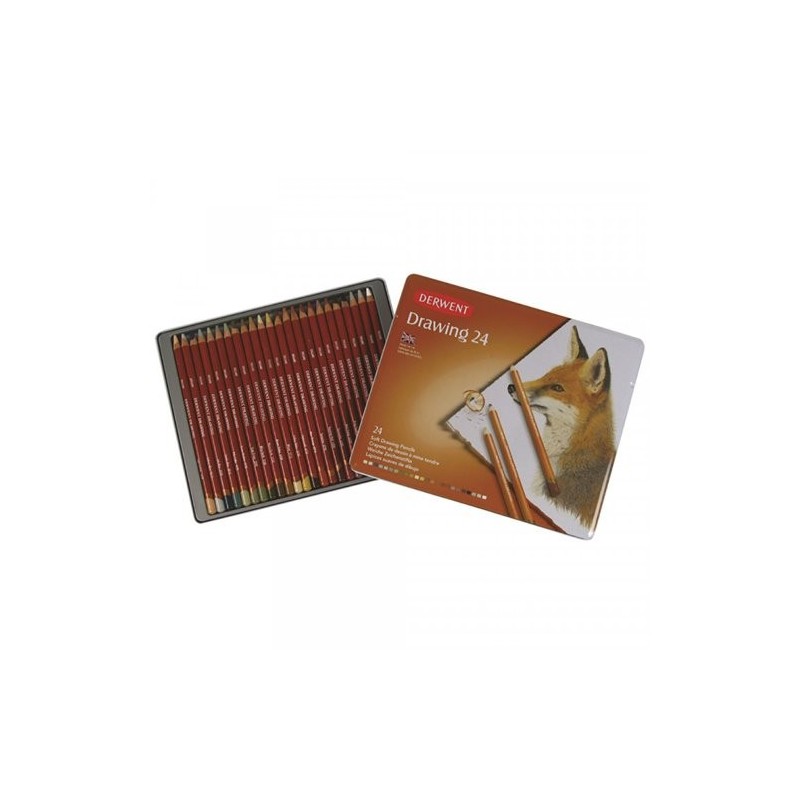 Material Bellas Artes – pintura-y-dibujo - Estuche de 24 lápices Drawing Derwent | totenart.com