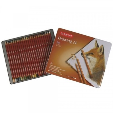 Material Bellas Artes – pintura-y-dibujo - Estuche de 24 lápices Drawing Derwent | totenart.com