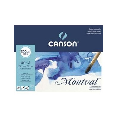 Material Bellas Artes – pintura-y-dibujo - Acuarela Canson Montval 200 gr, 24x32, G. Fino, Block 40 h. | totenart.com