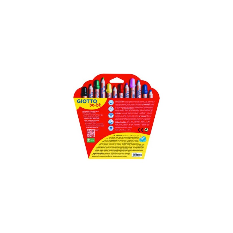 Material Bellas Artes - Pintura - Giotto Be-Bè: Set 12 lápices de colores + sacapuntas | totenart.com