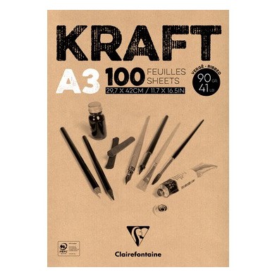 Material Bellas Artes – pintura-y-dibujo - Bloc de Papel Kraft A3, 90 gr. 100 h. Color Marrón Clairefontaine  | totenart.com