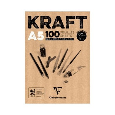 Material Bellas Artes – pintura-y-dibujo - Bloc de Papel Kraft A5, 90 gr. 100 h. Color Marrón Clairefontaine  | totenart.com