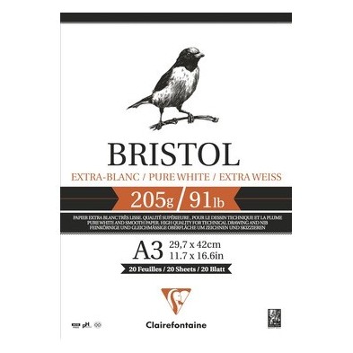 Material Bellas Artes – pintura-y-dibujo - Bloc Bristol Extrablanco A3, 205 gr., 20 h. Clairefontaine ** | totenart.com
