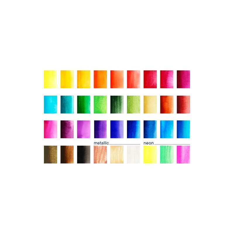 Material Bellas Artes – pintura-y-dibujo - Estuche acuarelas Faber-Castell, 36 pastillas y pincel rellenable | totenart.com