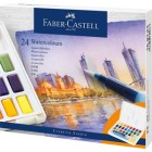 Material Bellas Artes – pintura-y-dibujo - Estuche acuarelas Faber-Castell, 24 pastillas y pincel rellenable | totenart.com