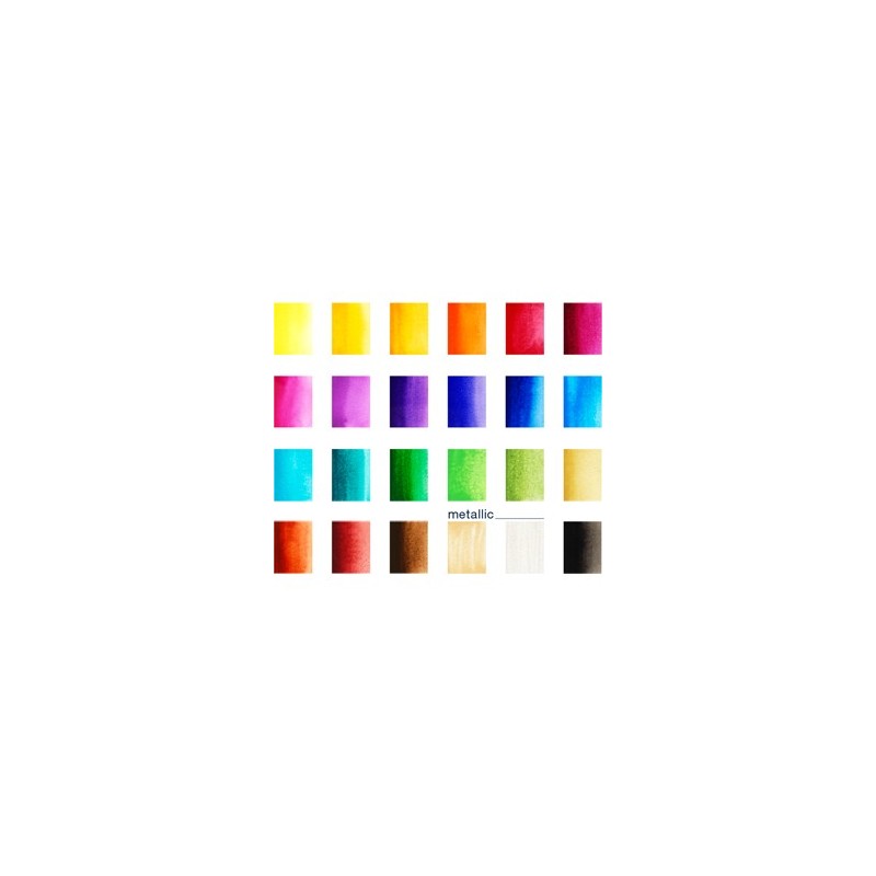 Material Bellas Artes – pintura-y-dibujo - Estuche acuarelas Faber-Castell, 24 pastillas y pincel rellenable | totenart.com