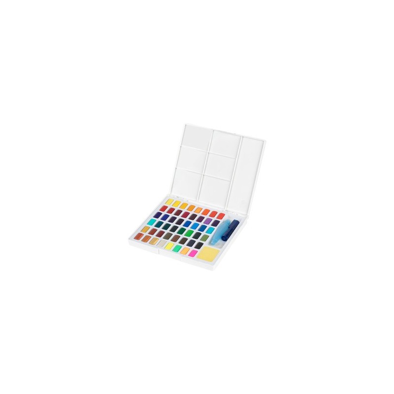 Material Bellas Artes – pintura-y-dibujo - Estuche acuarelas Faber-Castell, 48 pastillas y pincel rellenable | totenart.com
