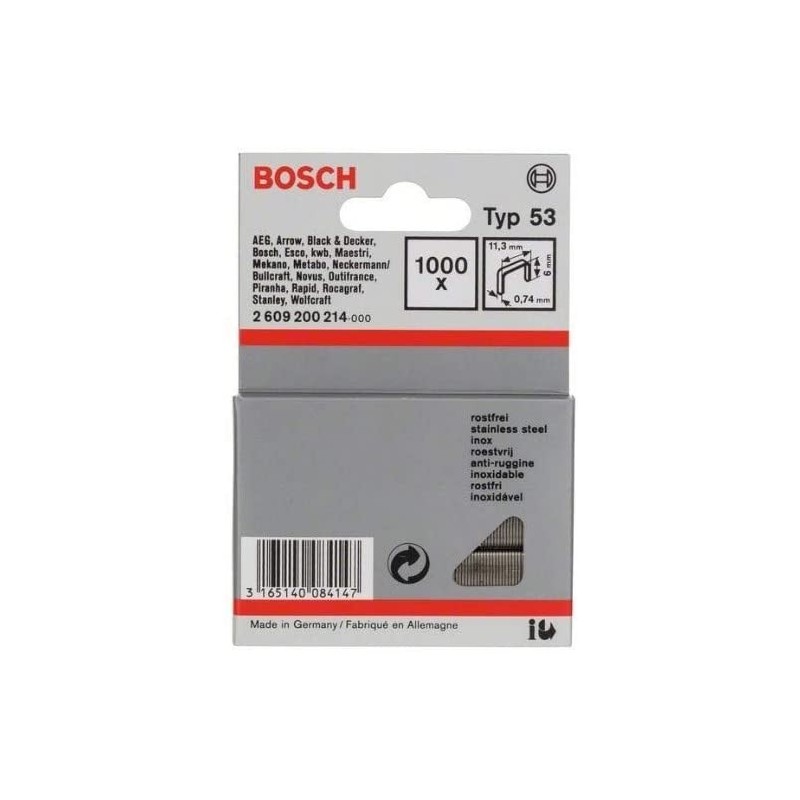 Material Bellas Artes - Pintura - Grapas typ 53 Bosch, caja 1000 uds. | totenart.com