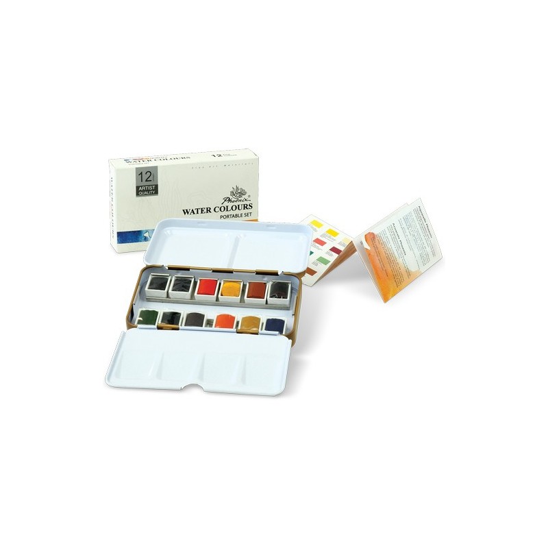 Material Bellas Artes - Pintura - Caja acuarelas de metal Phoenix, 12 1/2 godets | totenart.com