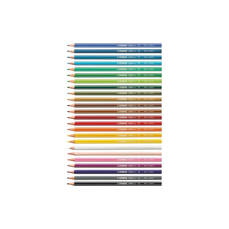 Material Bellas Artes – pintura-y-dibujo - STABILO GreenColors Caja cartón 24 lápices colores surtidos | totenart.com