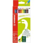 Material Bellas Artes – pintura-y-dibujo - STABILO GreenColors Caja cartón 12 lápices colores surtidos | totenart.com