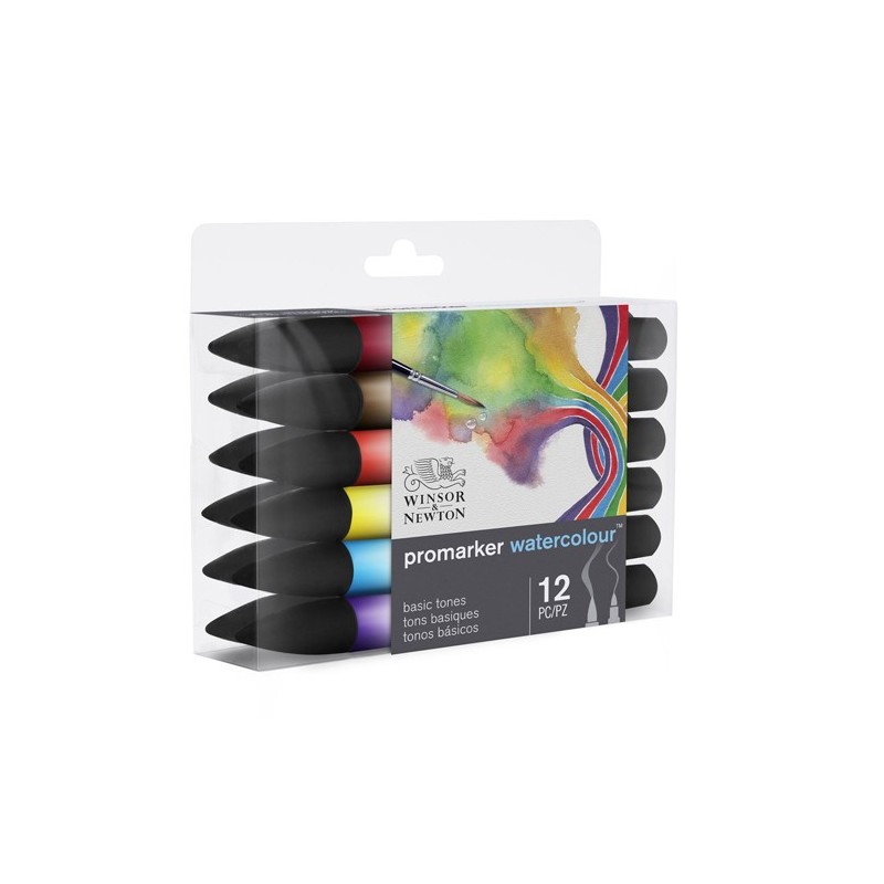 Material Bellas Artes - Pintura - Set 12 Rotuladores acuarela Promarker Winsor & Newton, tonos básicos | totenart.com