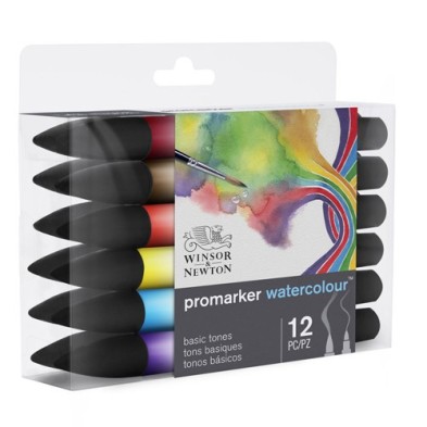 Material Bellas Artes - Pintura - Set 12 Rotuladores acuarela Promarker Winsor & Newton, tonos básicos | totenart.com