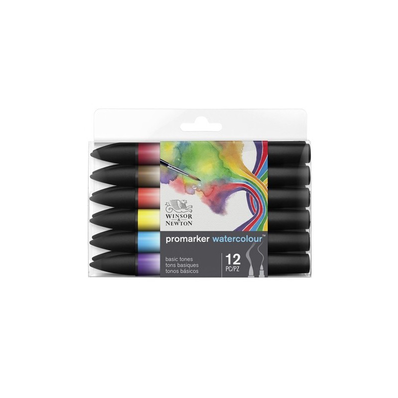 Material Bellas Artes - Pintura - Set 12 Rotuladores acuarela Promarker Winsor & Newton, tonos básicos | totenart.com