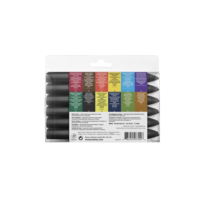 Material Bellas Artes - Pintura - Set 12 Rotuladores acuarela Promarker Winsor & Newton, tonos básicos | totenart.com
