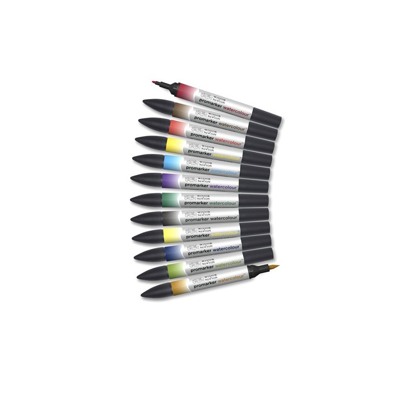 Material Bellas Artes - Pintura - Set 12 Rotuladores acuarela Promarker Winsor & Newton, tonos básicos | totenart.com