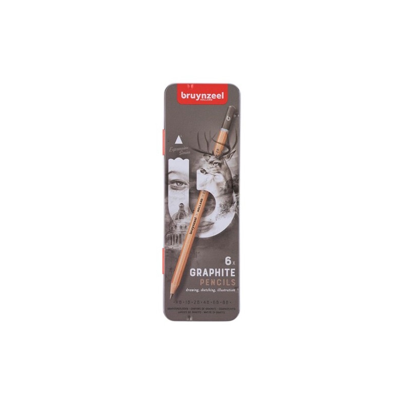 Material Bellas Artes – pintura-y-dibujo - Estuche de 6 lápices de grafito Bruynzeel | totenart.com
